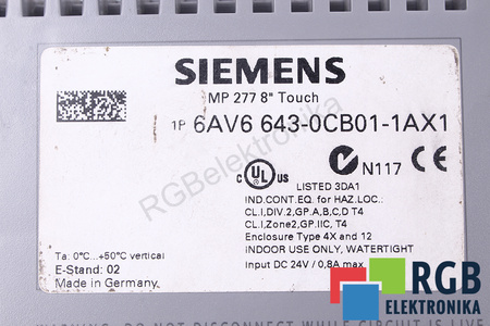6AV6643-0CB01-1AX1 SIEMENS SIMATIC TOUCH MULTI PANEL MP277