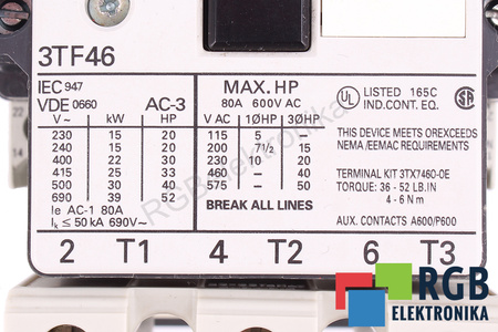 3TF4622-0AL2 SIEMENS 3TF46 230V