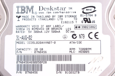 IC35L020AVVN07-0 IBM DESKSTAR 3.5" 20GB ATA/IDE