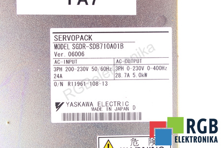 SGDR-SDB710A01B YASKAWA VER. 06006 SERVOPACK