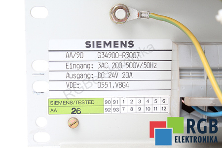 G34900-R3007 SIEMENS PRI 200-500VAC SEC 24VDC TRANSFORMADOR