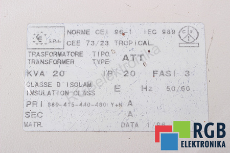 ATT CE S.R.L. 380/415/440/460V TRANSFORMADOR