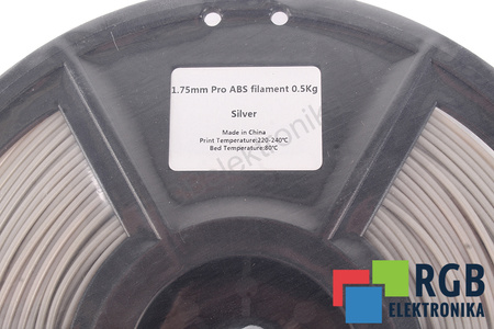 1,75MM ABS PRO FILAMENT 0.5KG SILVER FLASHFORGE TAMAÑO EXTERIOR DEL CARRETE 180MM, TAMAÑO INTERIOR DEL CARRETE 50MM, ANCHURA DEL CARRETE 45MM