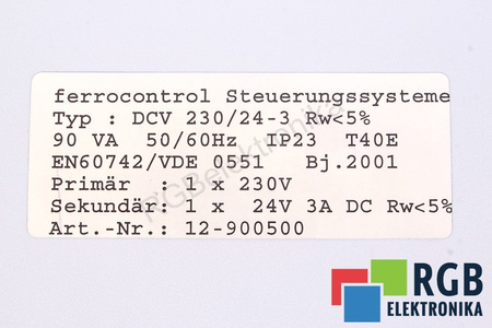 12-900500 FERROCONTROL DCV230/24-3 TRANSFORMADOR