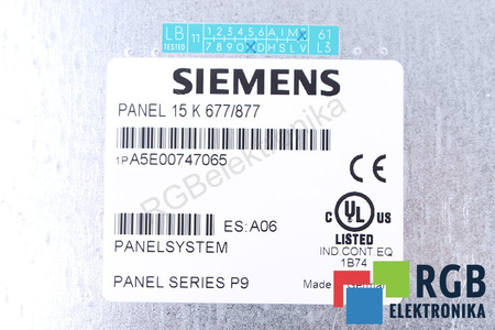 A5E00747065 SIEMENS 15K SERIES P9 SIMATIC PANEL PC 677/877
