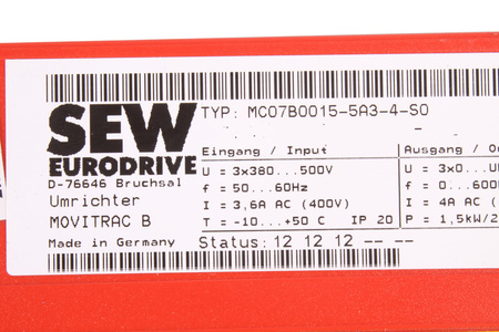 MC07B0015-5A3-4-00-S0 SEW EURODRIVE MOVITRAC B