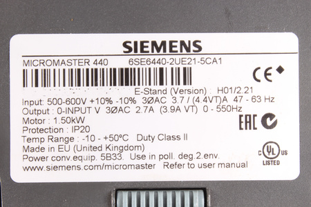 6SE6440-2UE21-5CA1 SIEMENS MICROMASTER 440