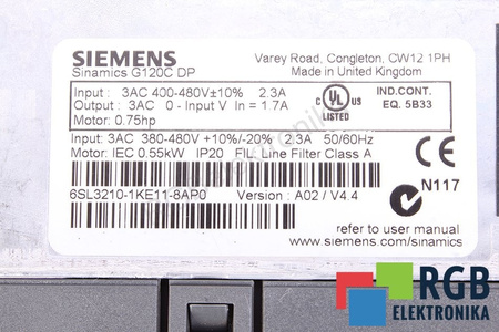 6SL3210-1KE11-8AP0 SIEMENS SINAMICS G120C DP