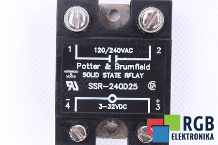 SSR-240D25 POTTER&BRUMFIELD 120/240VAC 3-32VDC RELÉ
