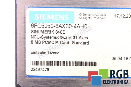6FC5250-6AX30-4AH0 SIEMENS 8MB SINUMERIK 840D
