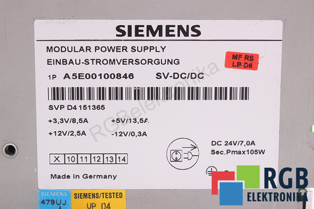 A5E00100846 SIEMENS SIMATIC PC FUENTE DE ALIMENTACIÓN PARA PC