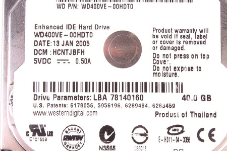 WD400VE-00HDT0 WESTERN DIGITAL WD400 SCORPIO