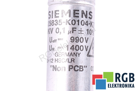 CONDENSADOR B25835-K0104-K7 SIEMENS 0.1UF, UEFF=990V, UN=1400V