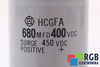 CONDENSADOR HCGFA HITACHI 680MFD, 400VDC, 450VDC