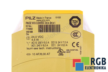 PNOZ XV3 3/24VDC 3N/O 2N/O T PILZ 774542 RELEVO DE SEGURIDAD