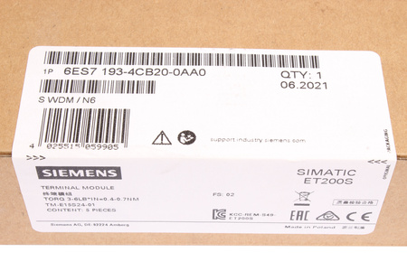 6ES7193-4CB20-0AA0 SIEMENS SIMATIC S7 ET200S CONECTOR FRONTAL