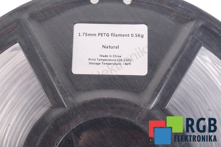 1,75MM PETG FILAMENT 0.5KG NATURAL FLASHFORGE TAMAÑO EXTERIOR DEL CARRETE 180MM, TAMAÑO INTERIOR DEL CARRETE 50MM, ANCHURA DEL CARRETE 45MM