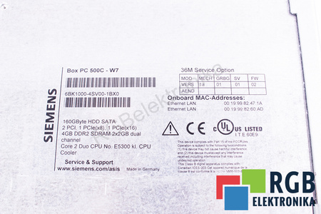 6BK1000-4SV00-1BX0 SIEMENS BOX PC 500C-W7