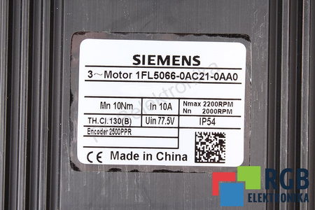 1FL5066-0AC21-0AA0 SIEMENS SIMOTICS S 1FL5 CODIFICADOR 50-500 FRENO 24 V 11 W