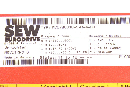 MC07B0030-5A3-4-S0 SEW EURODRIVE MOVITRAC B