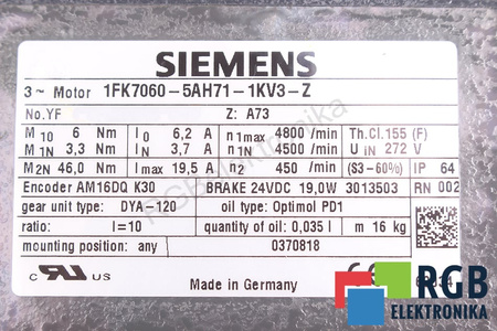 1FK7060-5AH71-1KV3-Z SIEMENS ESTATOR