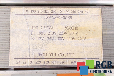2.3KVA JEOU YIH CO 190/210/220/230V, 12/24/100/110/220V TRANSFORMADOR