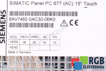 6AV7462-0AC30-0BK0 SIEMENS SIMATIC PANEL PC 677
