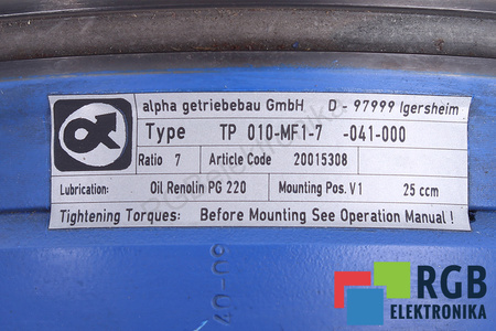 TP010-MF1-7-041-000 ALPHA GETRIEBEBAU ENGRANAJE