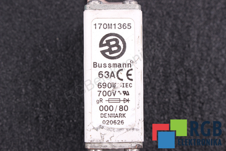 FUSIBLE 170M1365 BUSSMANN GR 63A, 690V, 700V