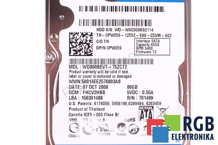 WD800BEVT-75ZCT2 WESTERN DIGITAL SATA 80GB