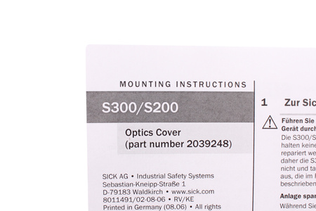 S100/S300/S300 SICK 2039248 CUBIERTA DEL SISTEMA ÓPTICO
