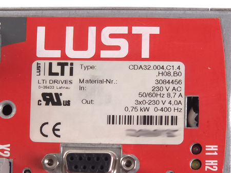 CDA32.004,C1.4,H08,B0 LUST IN 230V 50/60HZ 1.7KVA OUT 3X0-230V 4.0A 0.75KW