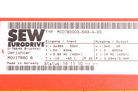 MC07B0003-5A3-4-00 SEW EURODRIVE MOVITRAC B