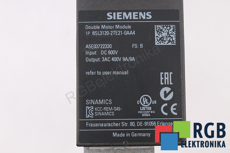 6SL3120-2TE21-0AA4 SIEMENS SINAMICS S120