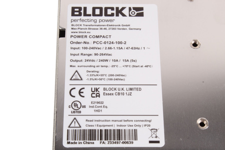 PCC-0124-100-2 BLOCK FUENTE DE ALIMENTACIÓN CONMUTADA