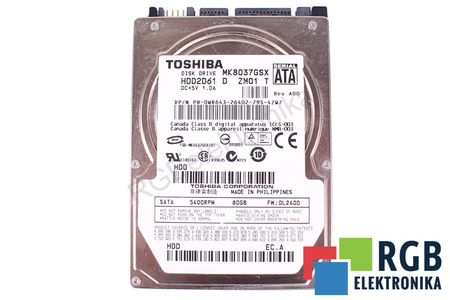 MK8037GSX TOSHIBA HDD2D61 80GB, SATAII, 2.5", HDD