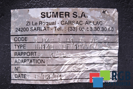 NR140 SUMER CD42LH1P37C I=25 ENGRANAJE