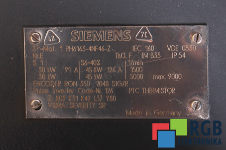 1PH6163-4NF46-Z Z:K09 K31 K42 L37 Y80 SIEMENS 1PH6