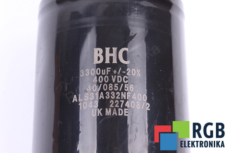 CONDENSADOR ALS31A332NF400 BHC COMPONENTS LTD BHC 3300UF