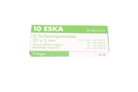 FUSIBLE CILÍNDRICO DE VIDRIO DE ACCIÓN RETARDADA 522.523 ESKA ZKT-4A 250V, 4A, 5X20MM, 10PCS