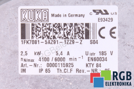 1FK7081-5AZ91-1ZZ9-Z KUKA 085.20017 CUBIERTA DEL MOTOR