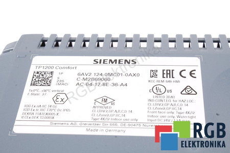 6AV2124-0MC01-0AX0 SIEMENS SIMATIC HMI TP1200 COMFORT PANEL PARA PC