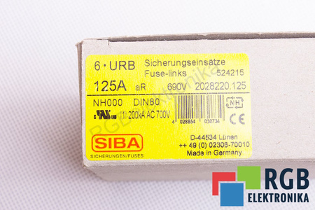 FUSIBLE 2028220 SIBA ULTRA RAPID NH000 125A, 690V, 200KA