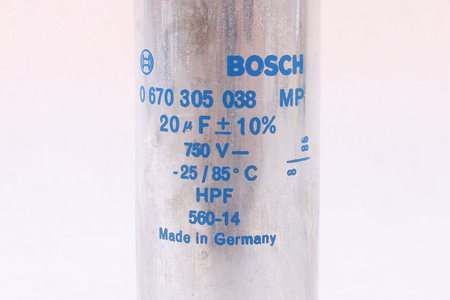 CONDENSADOR 0670305038MP BOSCH 20UF, 750VDC