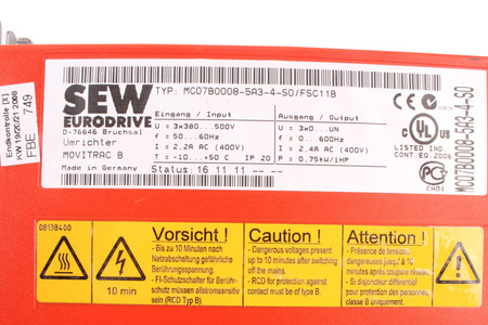 MC07B0008-5A3-4-S0/FSC11B SEW EURODRIVE MOVITRAC B