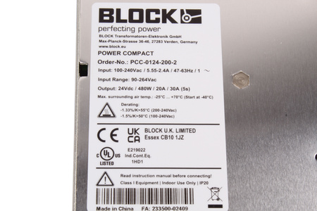 PCC-0124-200-2 BLOCK FUENTE DE ALIMENTACIÓN CONMUTADA