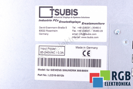 10-0012 PARA SIEMENS SINUMERIK 805/805M MONITOR LCD SUSTITUTO