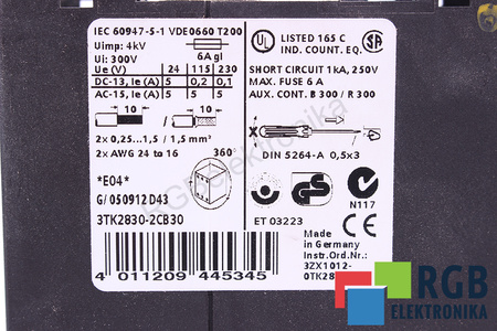 3TK2830-2CB30 SIEMENS SIRIUS RELEVO DE SEGURIDAD