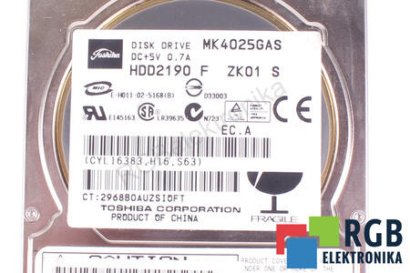 MK4025GAS TOSHIBA HDD2190 40GB, ATA, 2.5", HDD