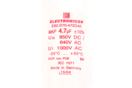 CONDENSADOR E62.D70-472D40 ELECTRONICON 4.7UF, 1000V, 40MM, 70MM